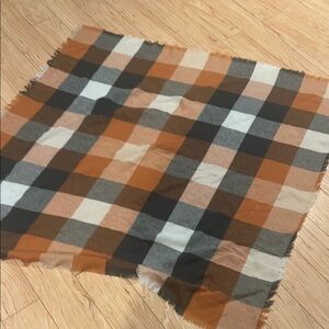 Plaid Checkered Scarf in gray , orange , and Cream